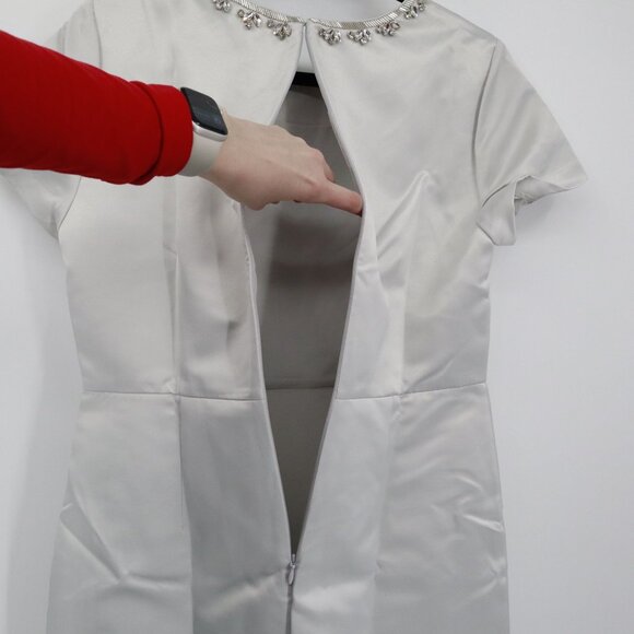 J. Crew Embellished Satin Dress Women 6 White Rich Auntie Core Event Holiday NWT - Picture 7 of 16